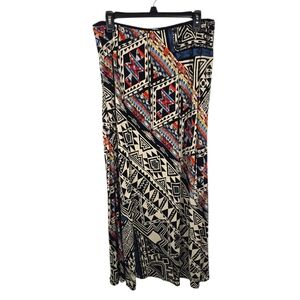{Nostalgia} Tribal Print Patterned Maxi Skirt - Size XL